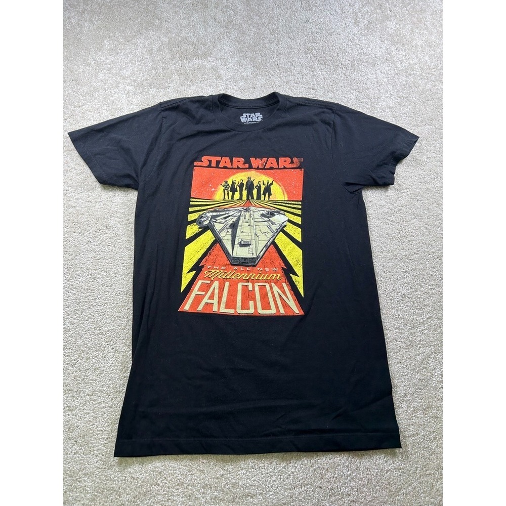 Star Wars Mens Size S Black All New Mellennium‎ Falcon Graphic Tshirt